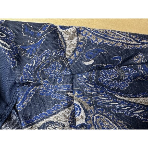 Anthropologie MAEVE Metallic Paisley Pants Women 10P Navy Gold Flare Maria Boho - Picture 3 of 7
